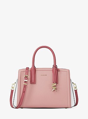 Michael Kors Laila Medium Color-Block Pebbled Leather Satchel - Image 6