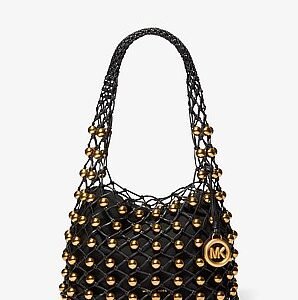 Michael Kors Limited-Edition Gwen Small Studded Hand-Woven Leather Hobo Shoulder Bag