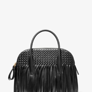 Michael Kors Kaitlin Large Fringed Woven Leather Dome Satchel | Limited Edition — Made in Italy