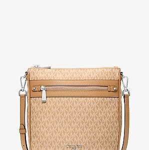 Michael Kors Jet Set Large Logo Print Woven Crossbody Bag