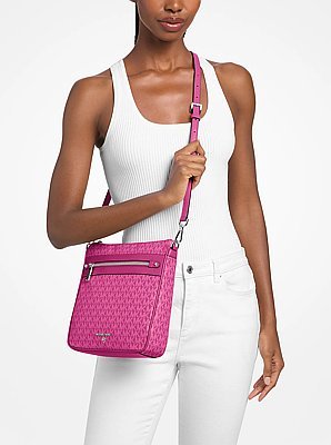 Michael Kors Jet Set Large Logo Print Woven Crossbody Bag - Image 4