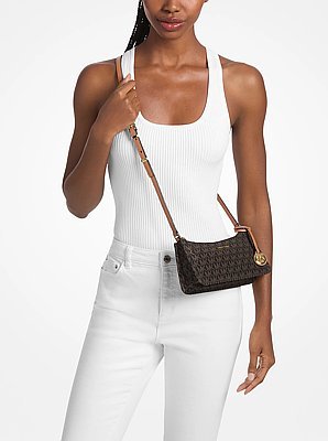 Michael Kors Zadie Small Signature Logo Woven Crossbody Bag - Image 3