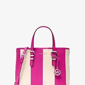 Michael Kors Quinn Small Striped Canvas Convertible Crossbody Bag