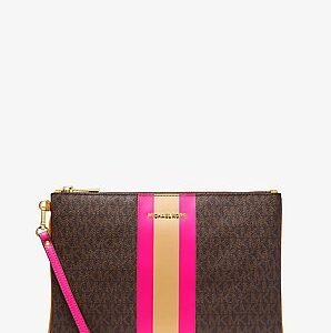 Michael Kors Large Logo Stripe Zip Pouch