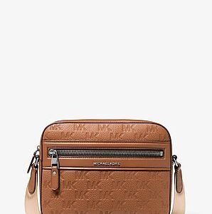 Michael Kors Jet Set Logo Embossed Leather Crossbody Bag