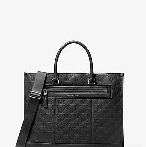 Michael Kors Jet Set Logo Embossed Leather Tote Bag