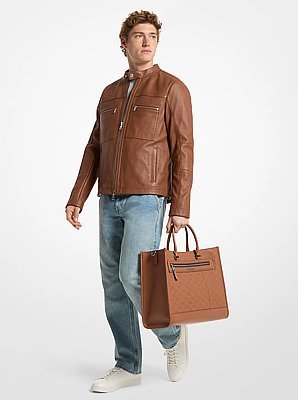 Michael Kors Jet Set Logo Embossed Leather Tote Bag - Image 4