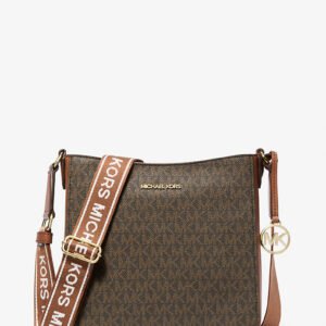 Michael Kors Trisha Premium Leather Shoulder Bag with Triple Compartment, Brown, Medium