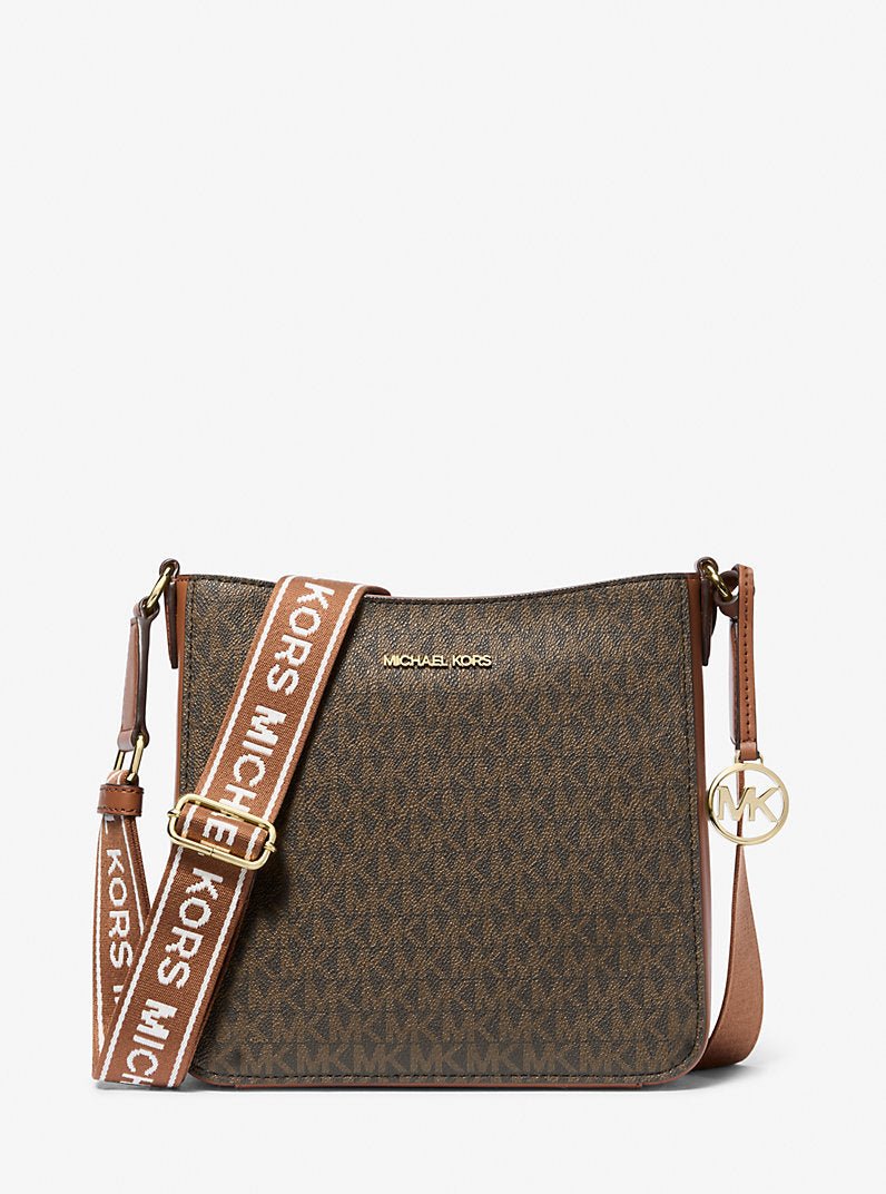 Michael Kors Trisha Premium Leather Shoulder Bag with Triple Compartment, Brown, Medium