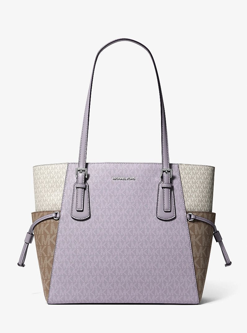 Michael Kors Voyager Large Color-Block Signature Logo Tote Bag