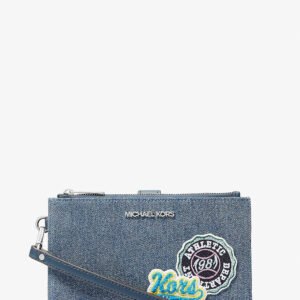 Michael Kors Jet Set Travel Embellished Denim Wristlet