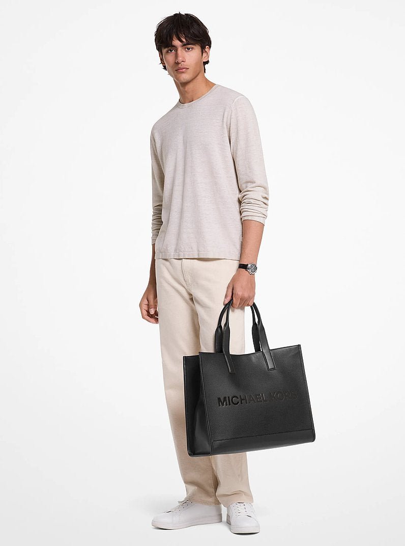 Michael Kors Cooper Logo Embossed Pebbled Leather Tote Bag - Image 6