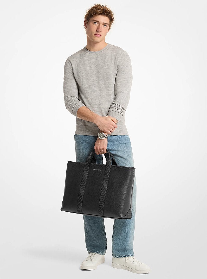 Michael Kors Cooper Medium Pebbled Leather and Signature Logo Tote Bag - Image 4