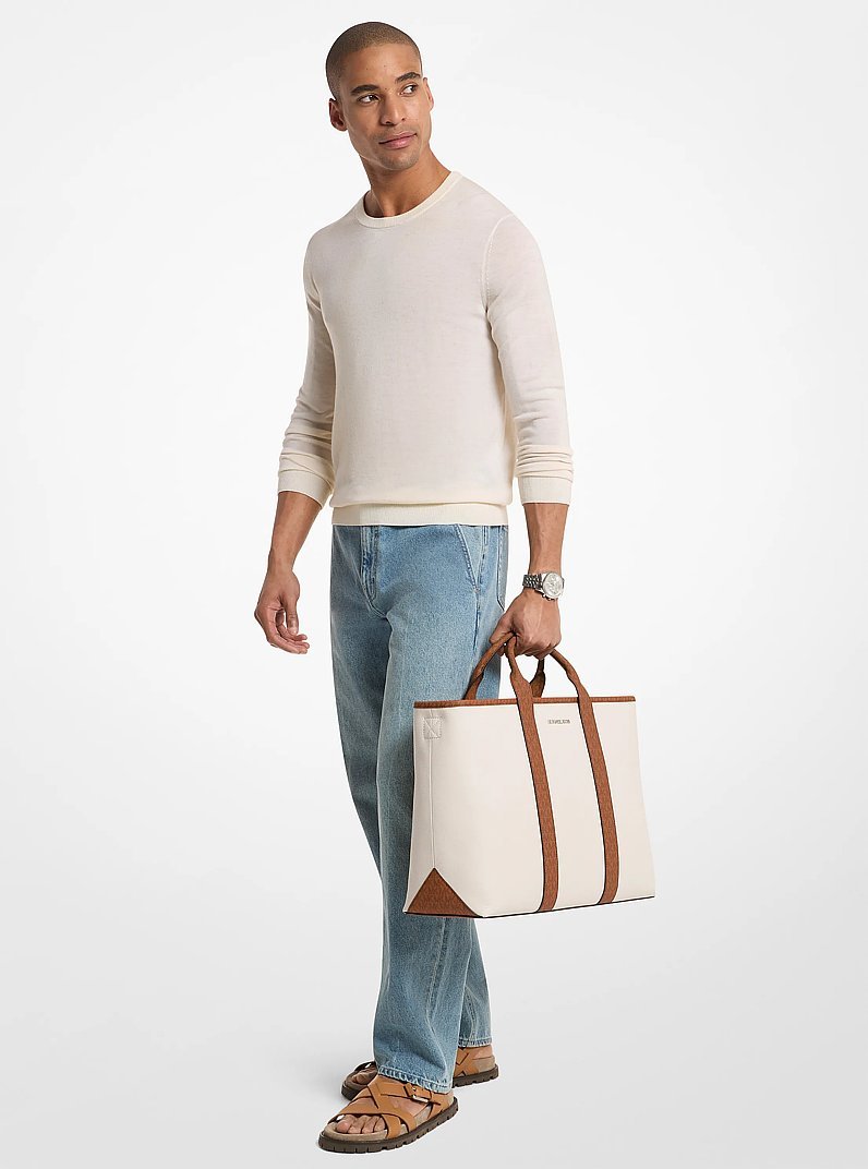 Michael Kors Cooper Medium Pebbled Leather and Signature Logo Tote Bag - Image 14