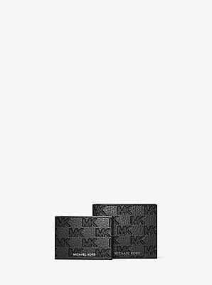 Michael Kors Hudson Logo Embossed Leather Billfold Wallet and Passcase