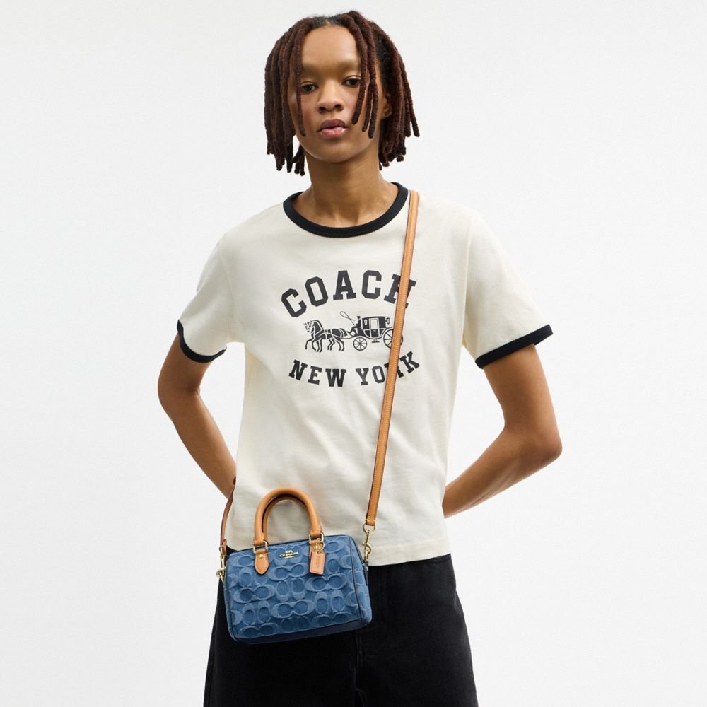 Coach Mini Rowan Crossbody Bag In Signature Denim - Image 3