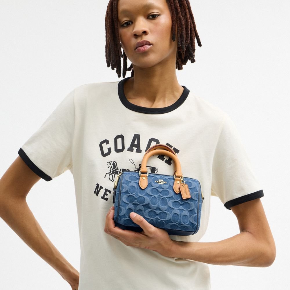 Coach Mini Rowan Crossbody Bag In Signature Denim - Image 2