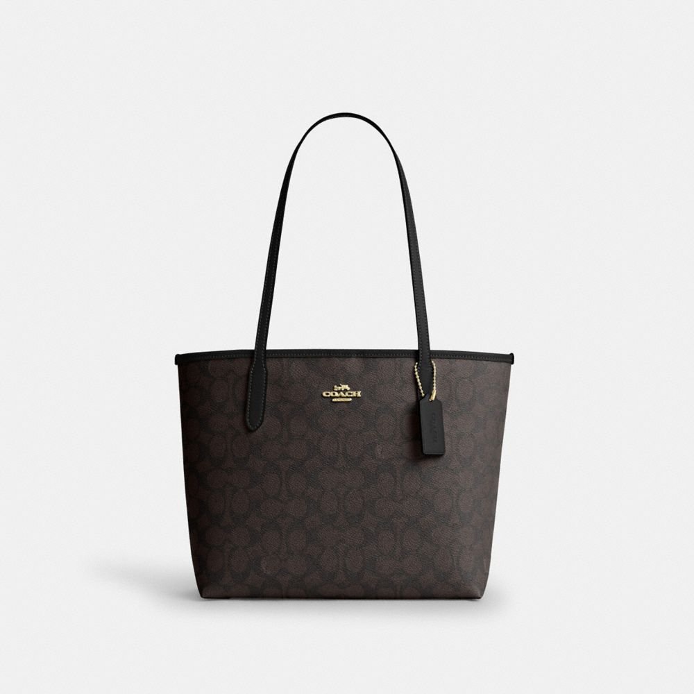 Coach Medium City Tote Bag In Signature Canvas