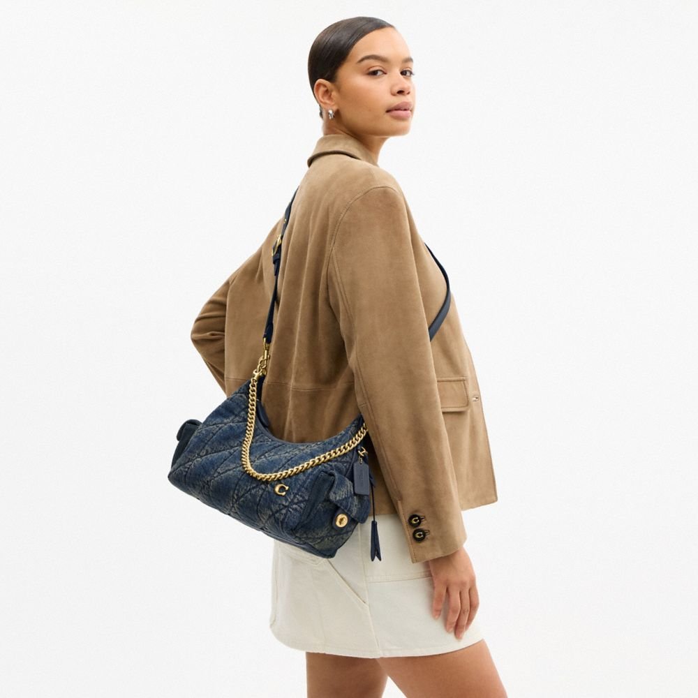 Coach Pocket Juliet Bag 30 In Regenerative Cotton Denim With Quilting - Image 2