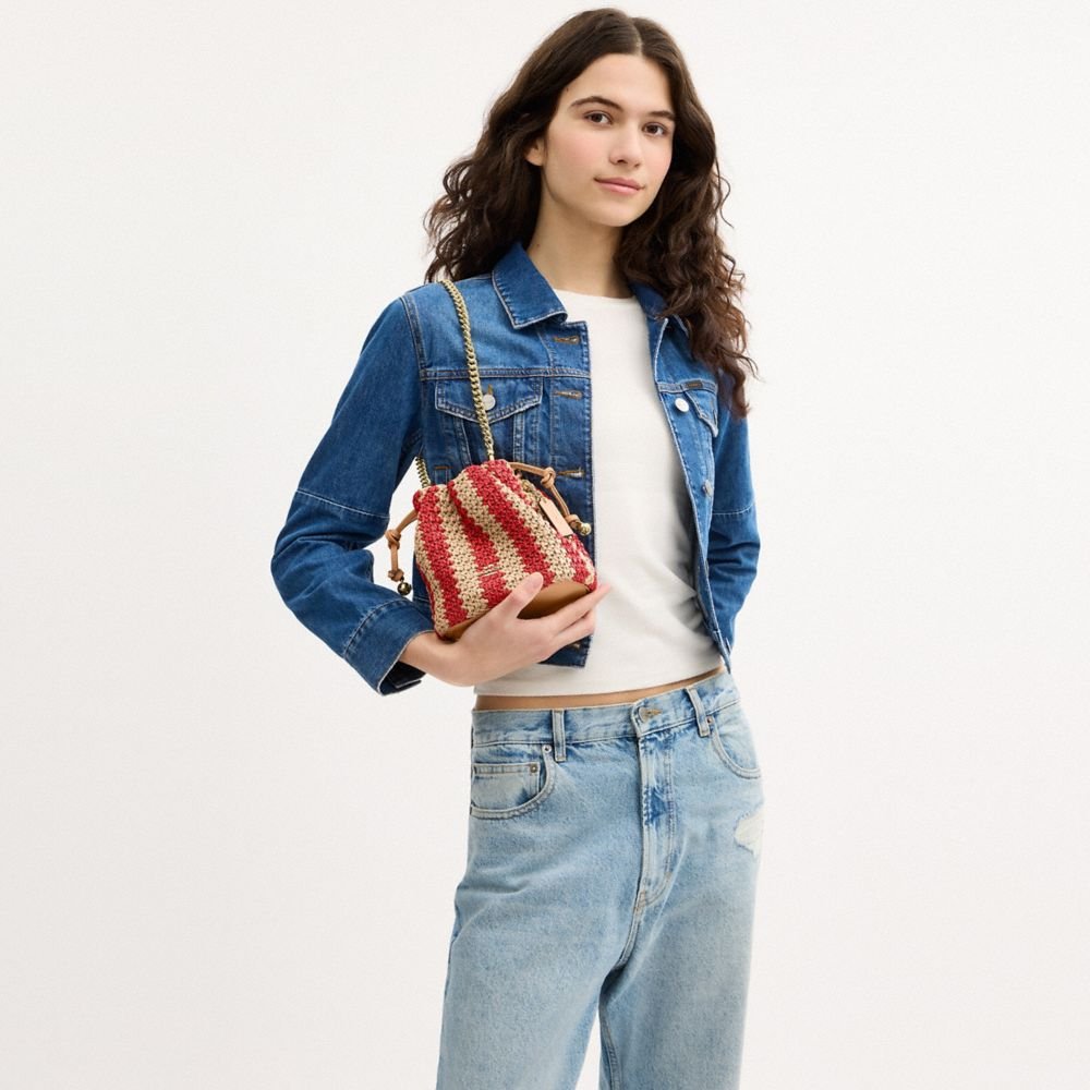 Coach Faye Mini Drawstring Bag With Stripes - Image 2