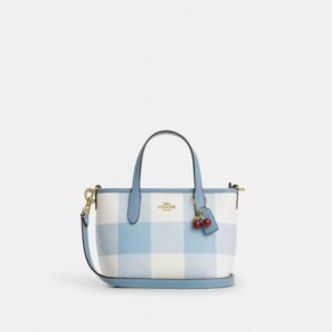 Coach City Mini Tote Bag With Gingham Print And Charm