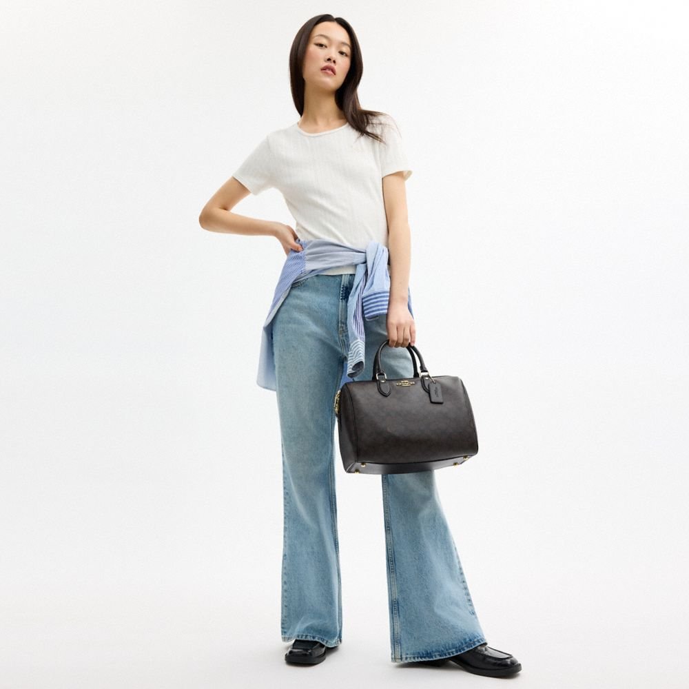 Coach Rowan Large Satchel Bag In Signature Canvas - Image 3
