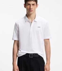 Hugo Boss Cotton-piqué polo shirt with logo print