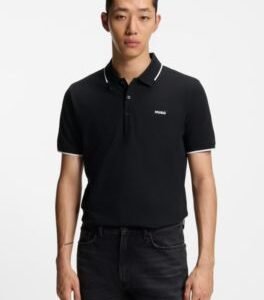Hugo Boss Embroidered-logo slim-fit polo shirt in stretch cotton