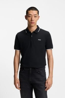 Hugo Boss Embroidered-logo slim-fit polo shirt in stretch cotton