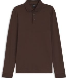 Hugo Boss Long-sleeved polo shirt in interlock cotton with logo