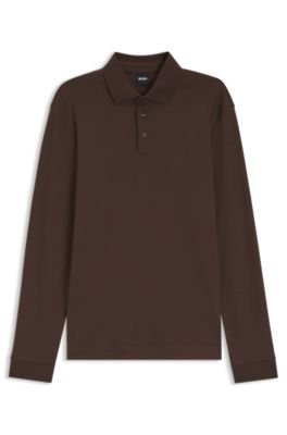 Hugo Boss Long-sleeved polo shirt in interlock cotton with logo