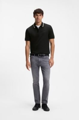 Hugo Boss Slim-fit cotton polo shirt with striped collar - Image 3