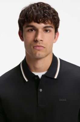 Hugo Boss Slim-fit cotton polo shirt with striped collar - Image 2
