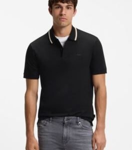 Hugo Boss Slim-fit cotton polo shirt with striped collar