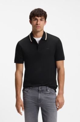 Hugo Boss Slim-fit cotton polo shirt with striped collar