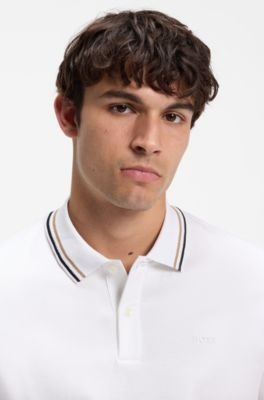 Hugo Boss Slim-fit cotton polo shirt with striped collar - Image 7
