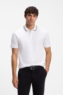 Hugo Boss Slim-fit cotton polo shirt with striped collar - Image 6