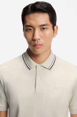 Hugo Boss Slim-fit cotton polo shirt with striped collar - Image 12