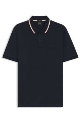 Hugo Boss Slim-fit cotton polo shirt with striped collar - Image 30