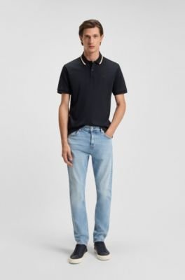 Hugo Boss Slim-fit cotton polo shirt with striped collar - Image 28