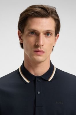 Hugo Boss Slim-fit cotton polo shirt with striped collar - Image 27