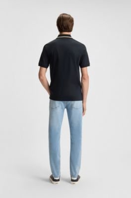 Hugo Boss Slim-fit cotton polo shirt with striped collar - Image 29