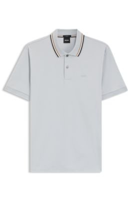 Hugo Boss Slim-fit cotton polo shirt with striped collar - Image 35