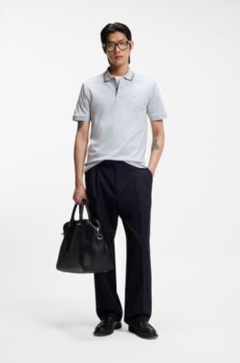 Hugo Boss Slim-fit cotton polo shirt with striped collar - Image 33