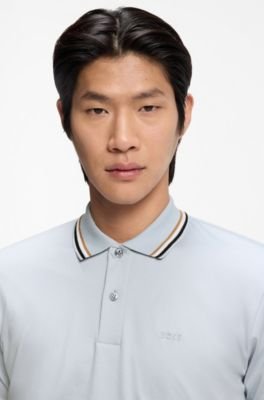 Hugo Boss Slim-fit cotton polo shirt with striped collar - Image 32