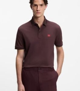 Hugo Boss Cotton-piqué slim-fit polo shirt with red logo label