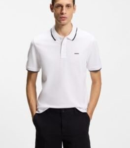 Hugo Boss Cotton-piqué polo shirt with contrast tipping