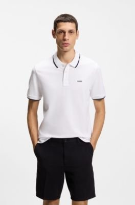 Hugo Boss Cotton-piqué polo shirt with contrast tipping