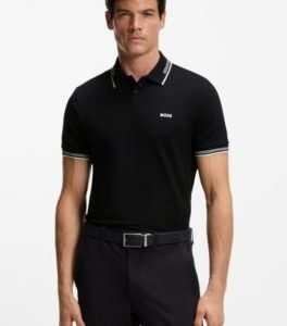 Hugo Boss Stretch-cotton slim-fit polo shirt with branding and stripes