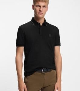 Hugo Boss Logo-patch slim-fit polo shirt in stretch cotton
